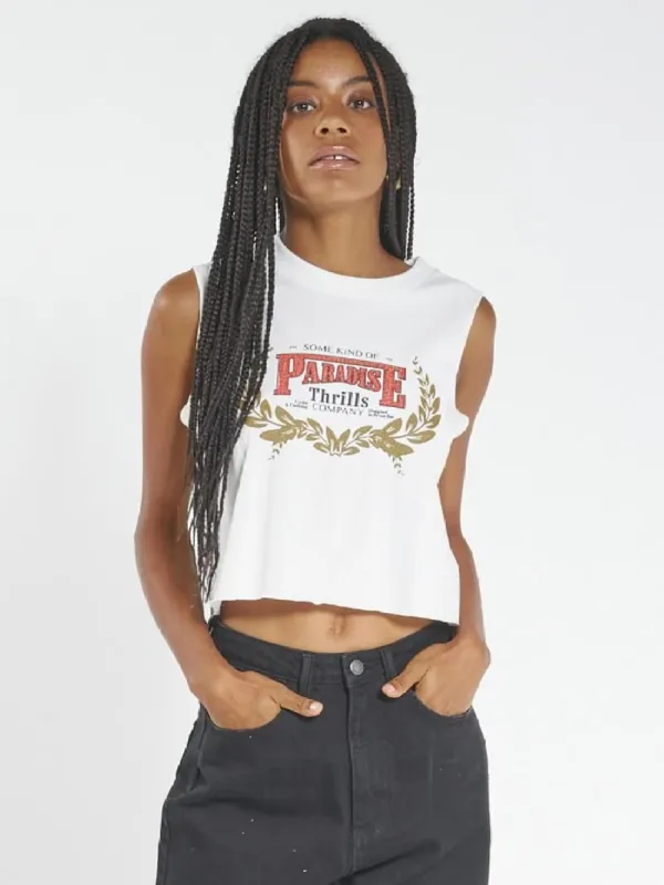 Speed Wreath Crop Muscle - Dirty White sold by Thrills