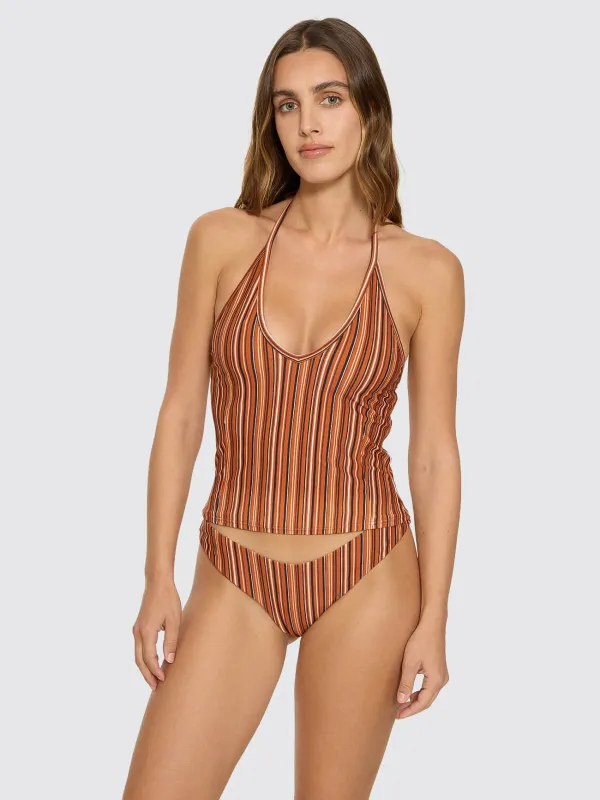 Aftersun Stripe Halter Tank - Burnt Orange made by Thrills