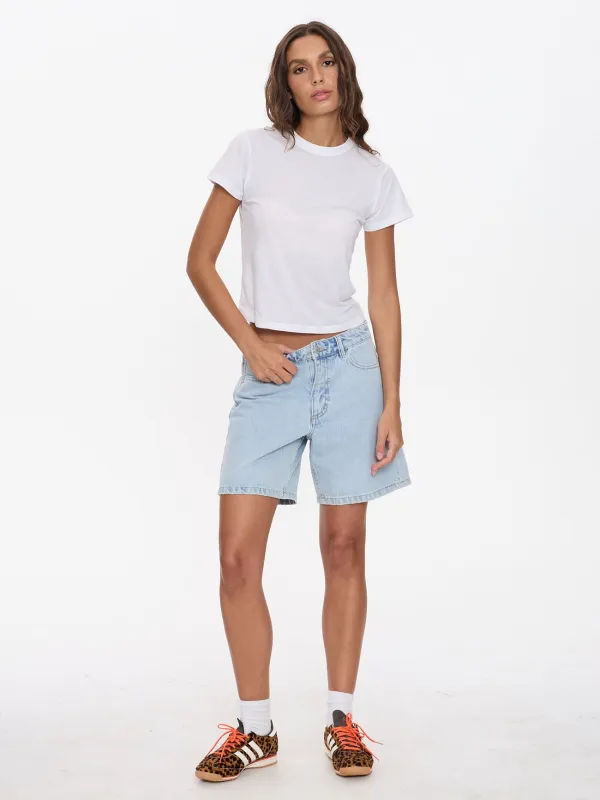 Billie Low Rise Baggy Embro Short - Serenity Blue sold by Thrills