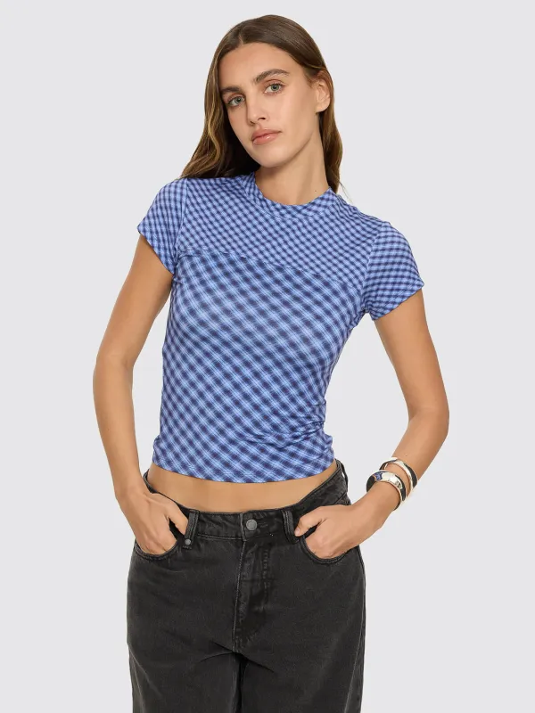 High Speed Check Panelled Club Tee - Guardian Navy made by Thrills