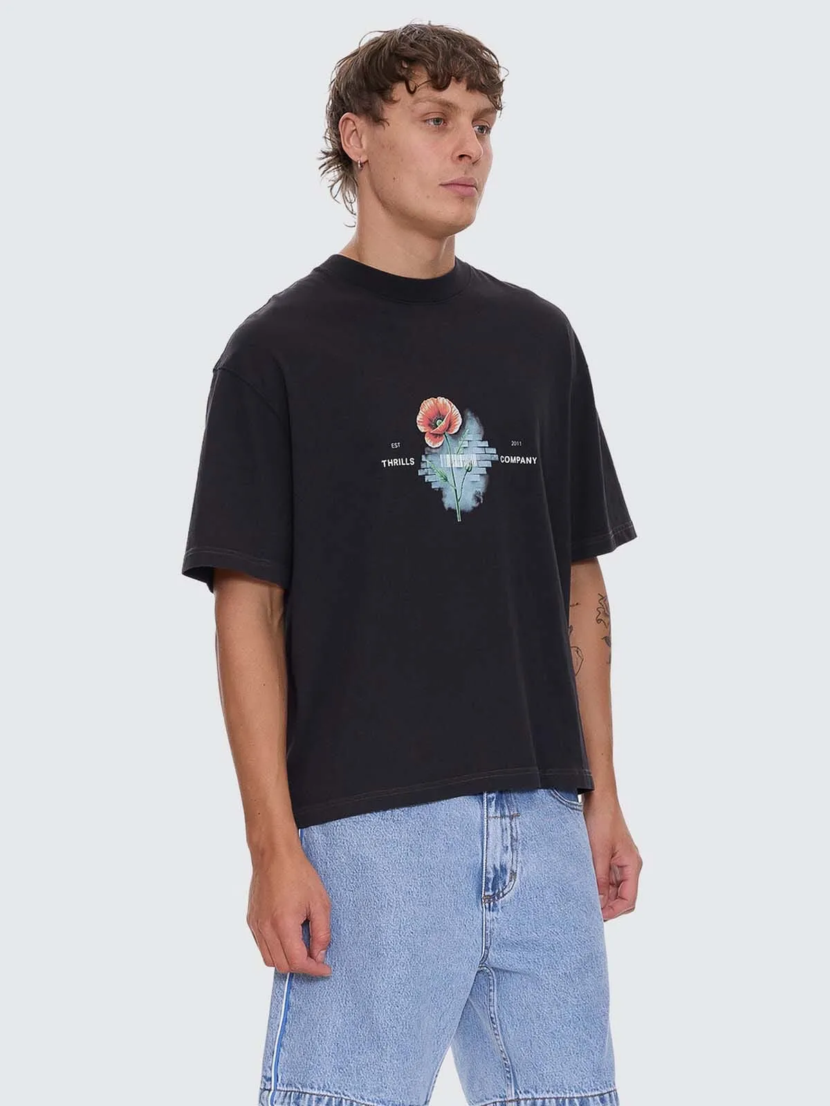 Deadly Popular Box Crop Tee - Faded Black sold by Thrills product image thumbnail 5