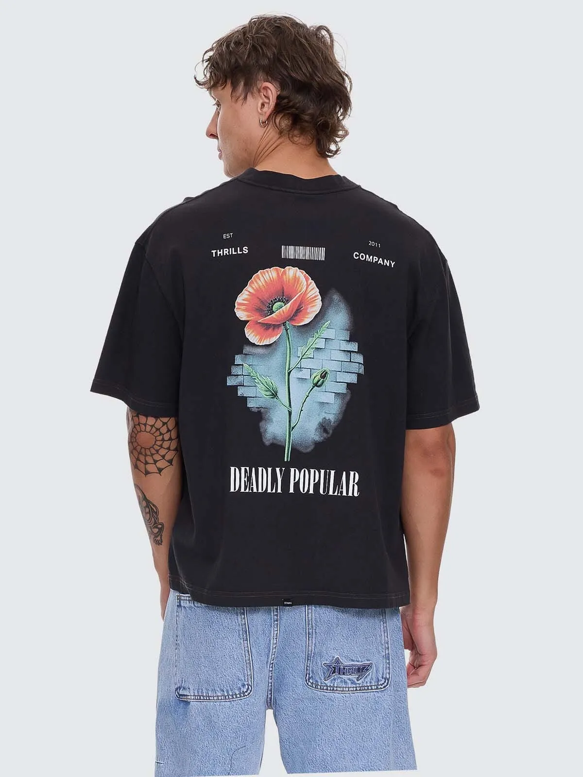 Deadly Popular Box Crop Tee - Faded Black sold by Thrills product image thumbnail 2