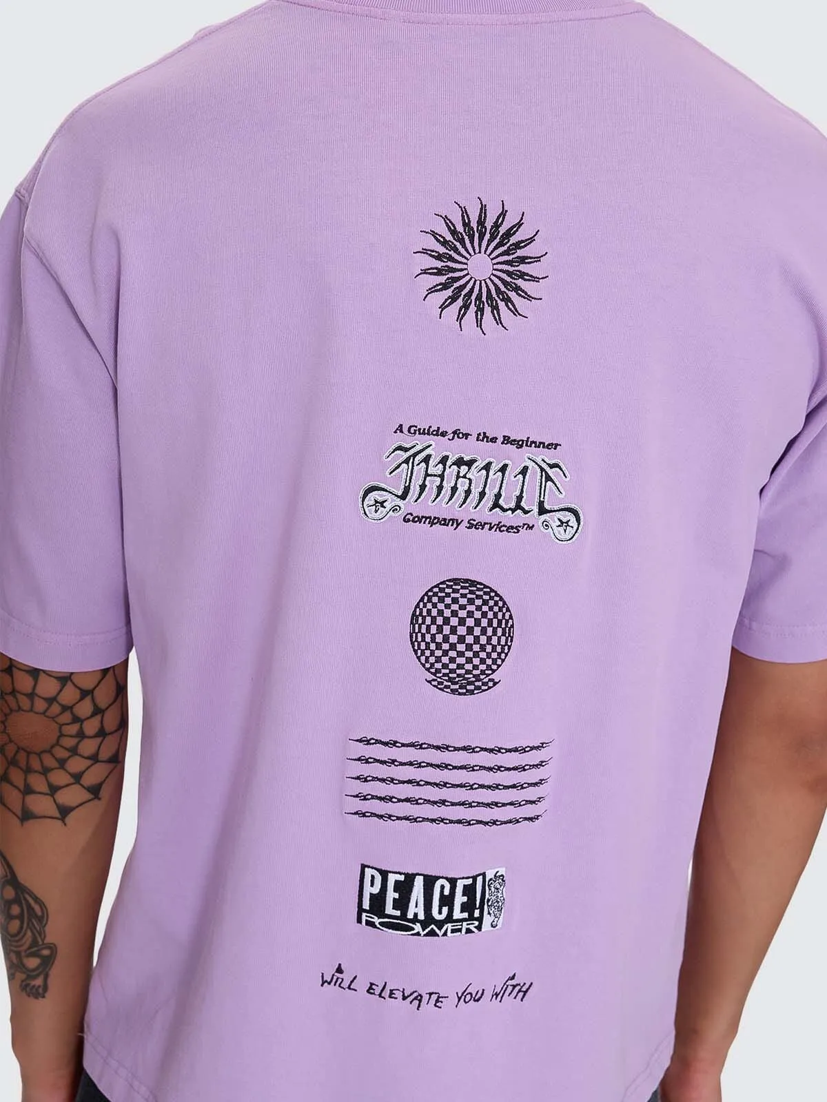 Peace Power Embro Box Crop Tee - Lupine sold by Thrills product image thumbnail 5