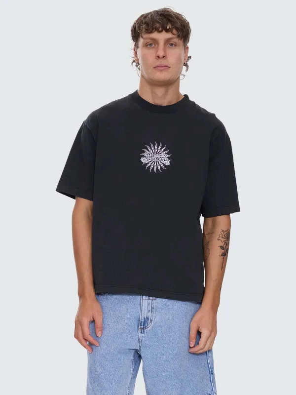Peace Power Embro Box Crop Tee - Pirate Black sold by Thrills