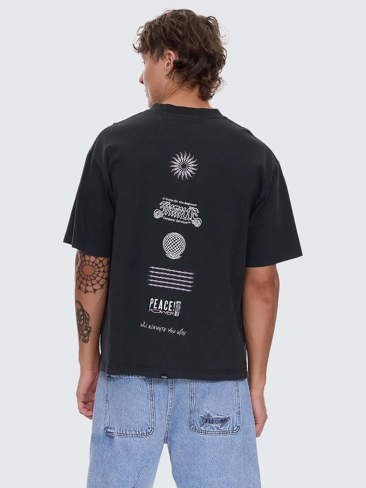 Peace Power Embro Box Crop Tee - Pirate Black sold by Thrills product image thumbnail 3