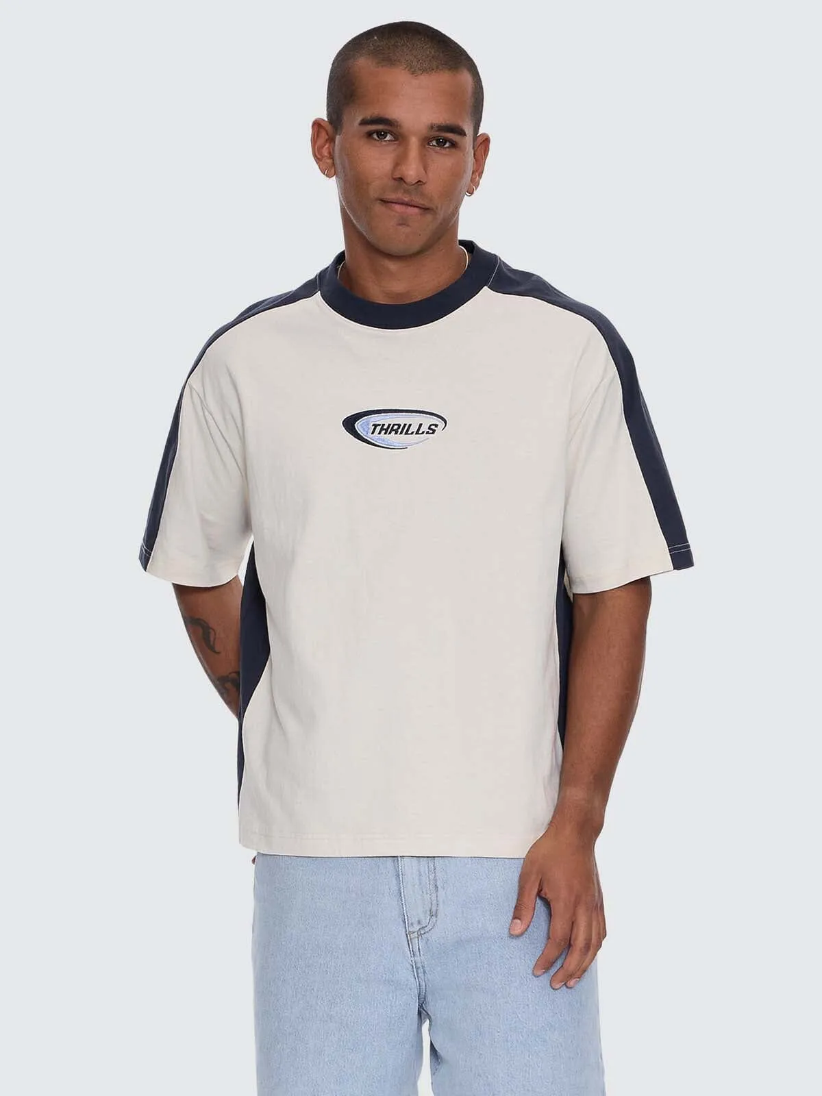 Fusion Panel Box Crop Tee - Heritage White sold by Thrills