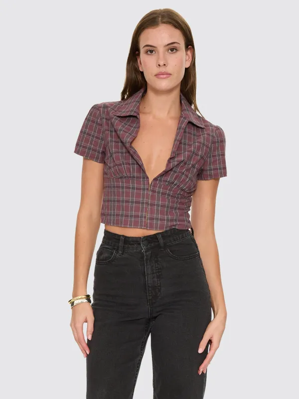 Almighty Check Short Sleeve Shirt - Vintage Mauve sold by Thrills