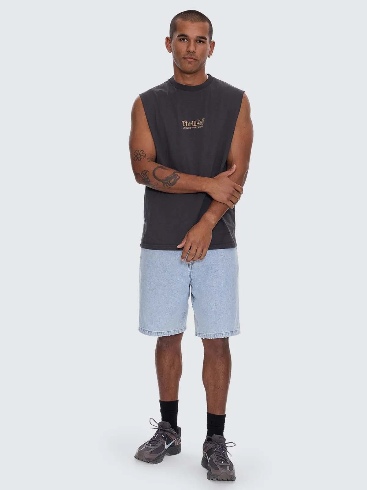 Thrills Workwear Embro Merch Fit Muscle Tee - Dark Charcoal sold by Thrills product image thumbnail 2