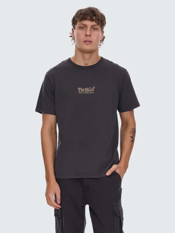 Thrills Workwear Embro Merch Fit Tee - Dark Charcoal sold by Thrills