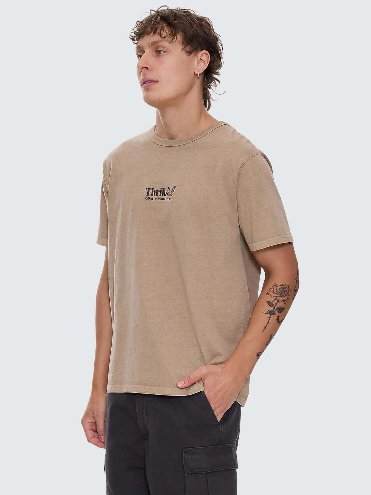 Thrills Workwear Embro Merch Fit Tee - Sand sold by Thrills product image thumbnail 5