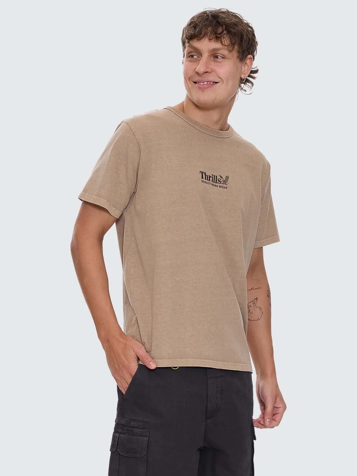 Thrills Workwear Embro Merch Fit Tee - Sand sold by Thrills product image thumbnail 2
