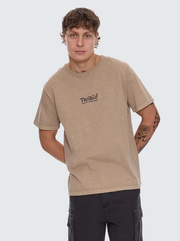 Thrills Workwear Embro Merch Fit Tee - Sand sold by Thrills
