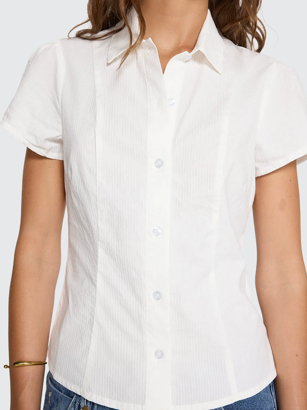 Jenni Short Sleeve Shirt - White sold by Thrills product image thumbnail 4
