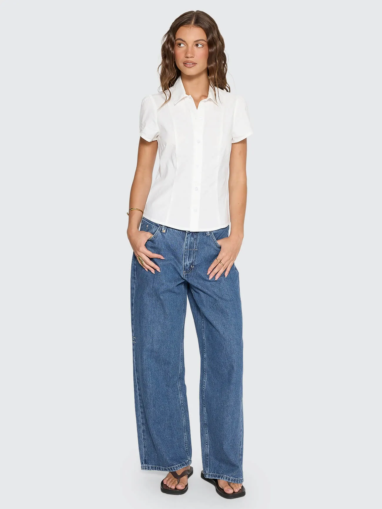 Jenni Short Sleeve Shirt - White sold by Thrills product image thumbnail 3