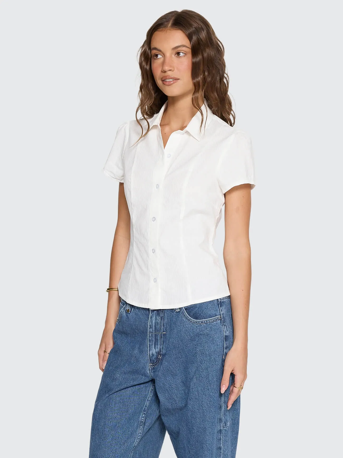 Jenni Short Sleeve Shirt - White sold by Thrills product image thumbnail 5