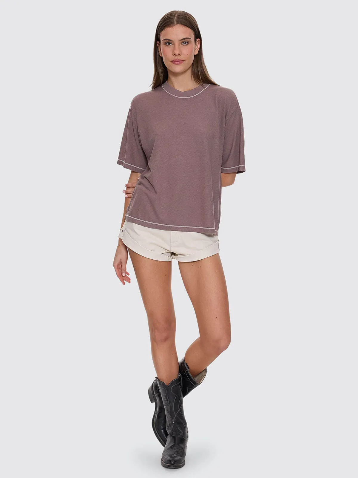 Remi Rolled Low Rise Baggy Short - Stone sold by Thrills