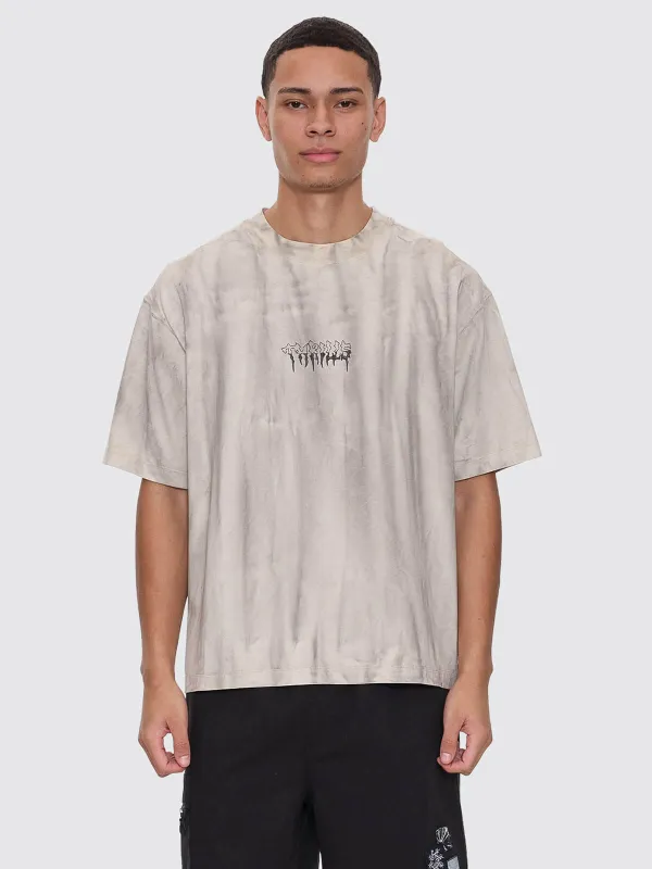 Cut & Shattered Box Fit Oversize Cropped Tee - Marble Heritage White sold by Thrills