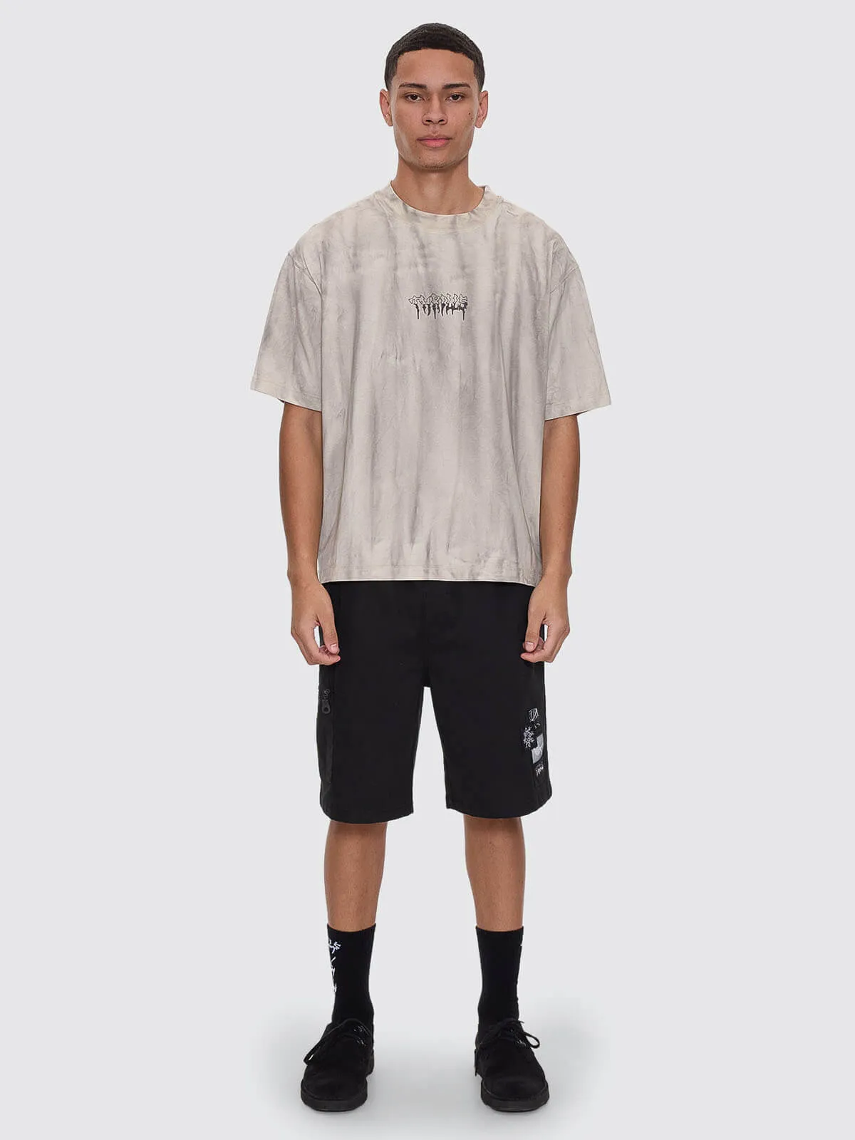 Cut & Shattered Box Fit Oversize Cropped Tee - Marble Heritage White sold by Thrills product image thumbnail 3