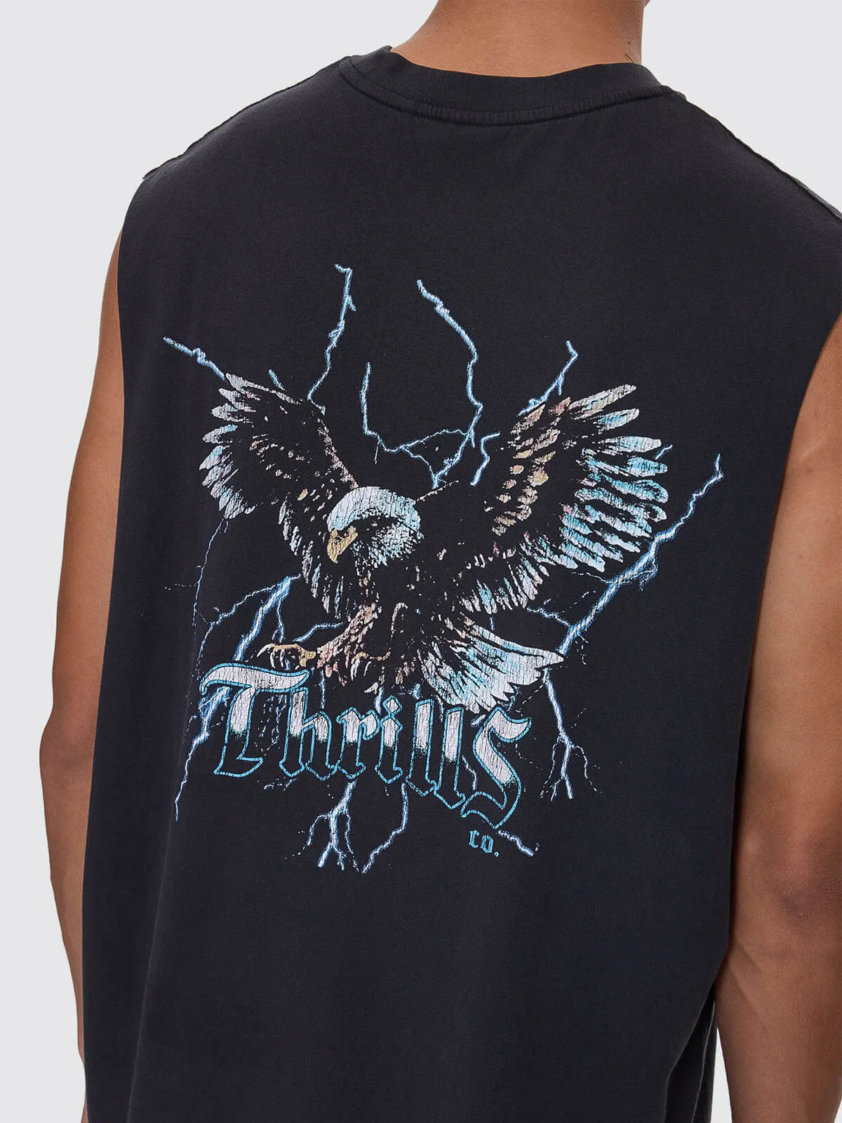 Run For The Hills Box Fit Oversize Muscle Tee - Washed Black sold by Thrills product image thumbnail 2