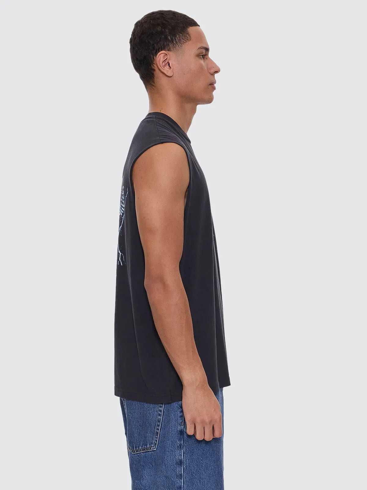 Run For The Hills Box Fit Oversize Muscle Tee - Washed Black sold by Thrills product image thumbnail 5