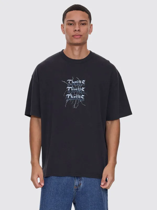 Run For The Hills Box Fit Oversize Tee - Washed Black sold by Thrills