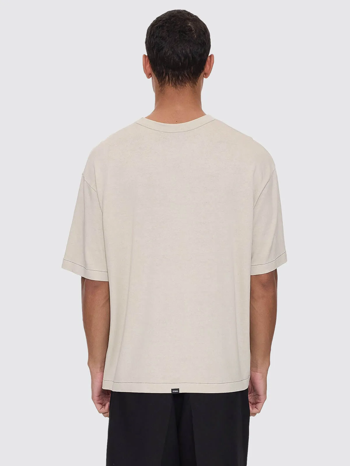 Hemp Thrills Embro Contrast Stitch Box Fit Oversize Cropped Tee - Oatmeal sold by Thrills product image thumbnail 3