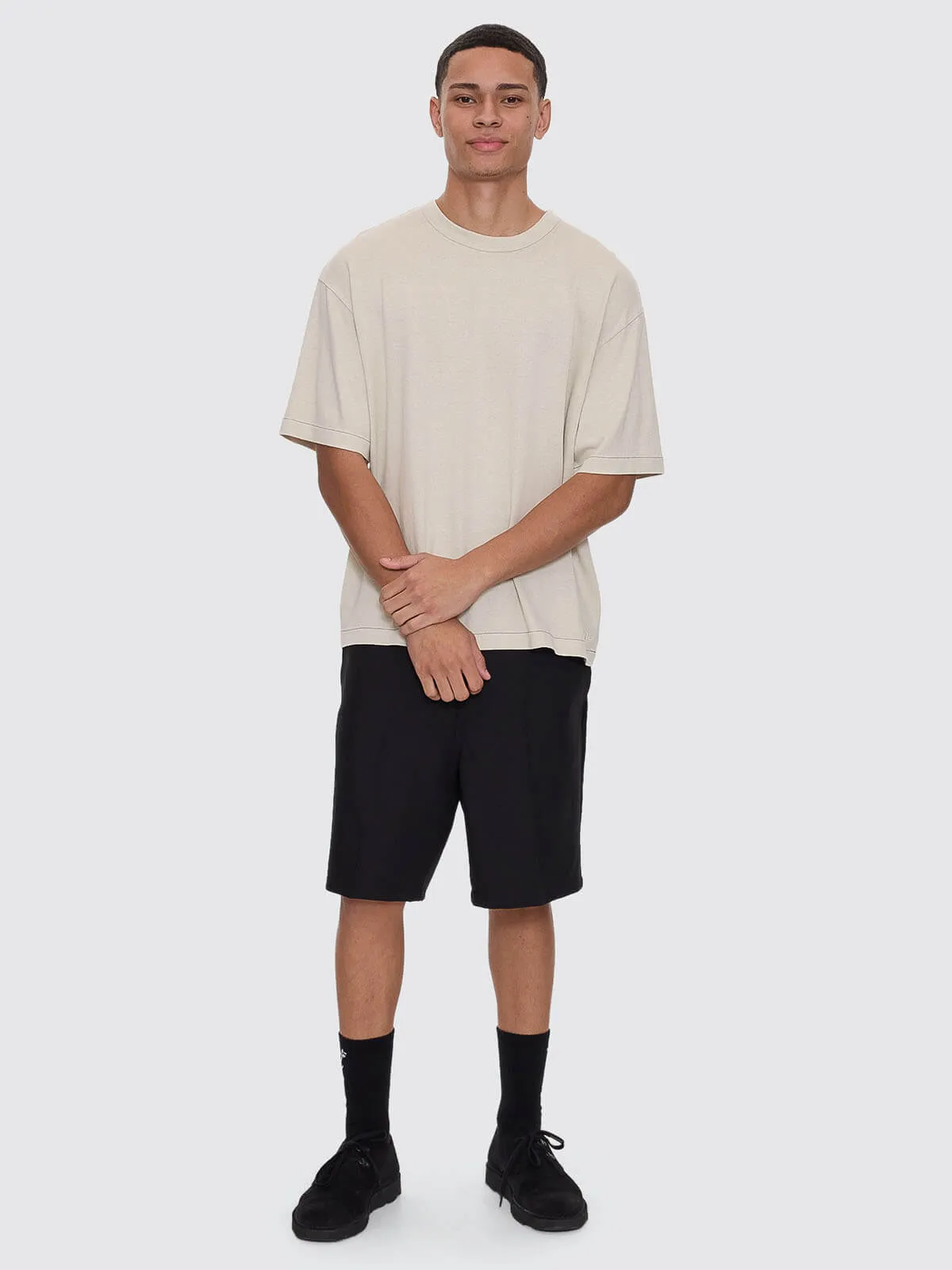 Hemp Thrills Embro Contrast Stitch Box Fit Oversize Cropped Tee - Oatmeal sold by Thrills product image thumbnail 5