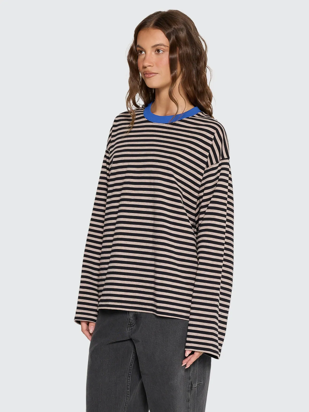 Muse Long Sleeve Oversize Tee - Brown Marle Stripe sold by Thrills product image thumbnail 4