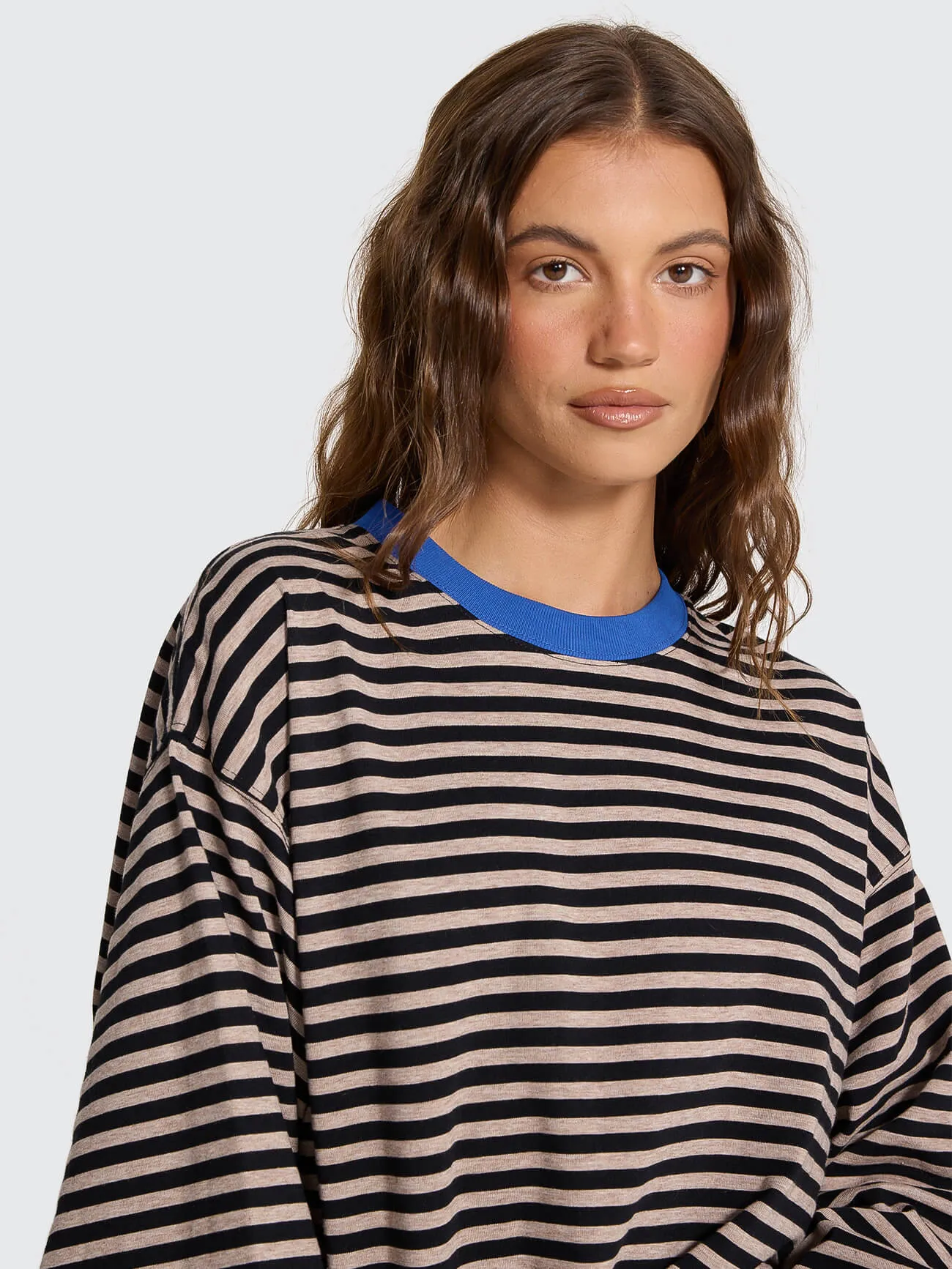 Muse Long Sleeve Oversize Tee - Brown Marle Stripe sold by Thrills product image thumbnail 2
