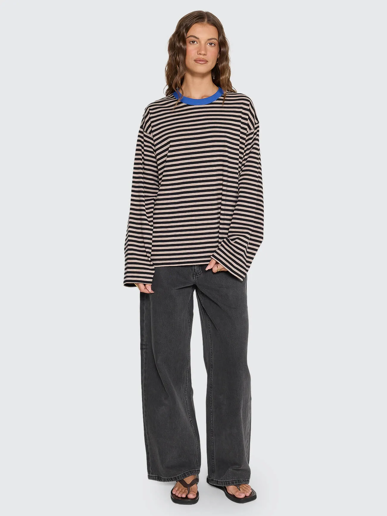 Muse Long Sleeve Oversize Tee - Brown Marle Stripe sold by Thrills product image thumbnail 3
