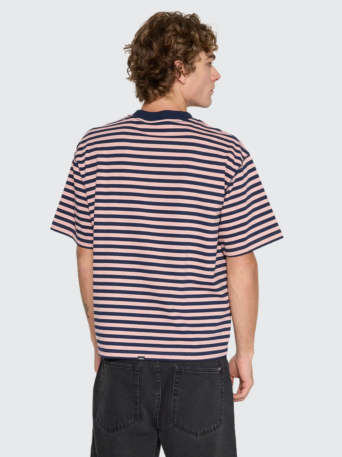 Echoes Stripe Box Oversize Crop Tee - Navy Stripe sold by Thrills product image thumbnail 5