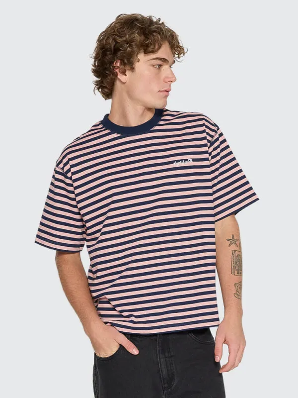 Echoes Stripe Box Oversize Crop Tee - Navy Stripe sold by Thrills
