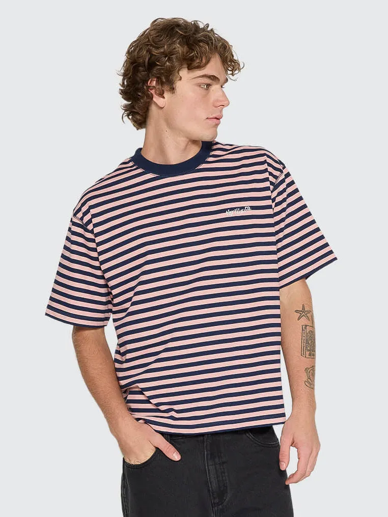 Echoes Stripe Box Oversize Crop Tee - Navy Stripe sold by Thrills
