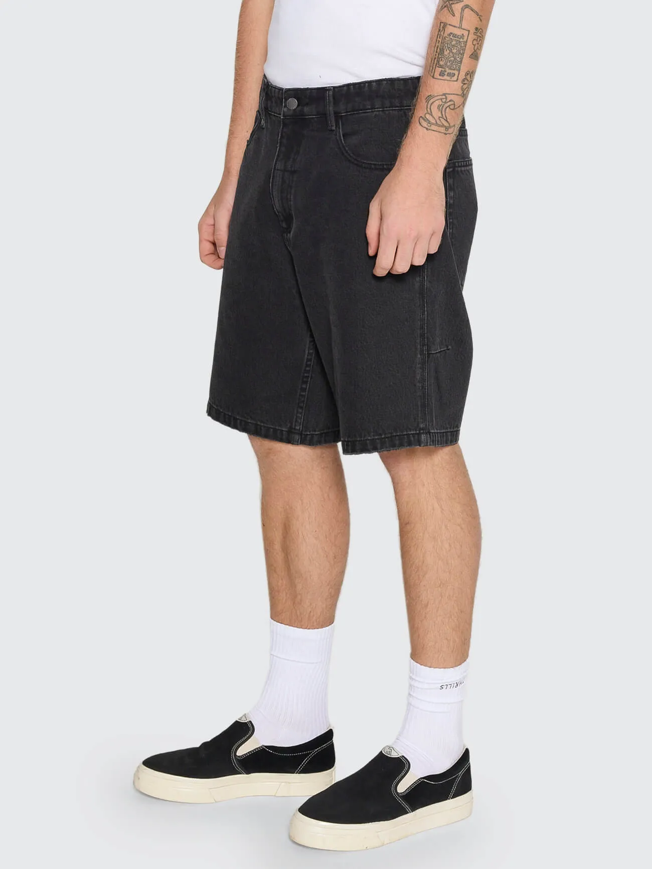 Mid Slacker Relaxed Denim Short - Aged Black sold by Thrills product image thumbnail 3