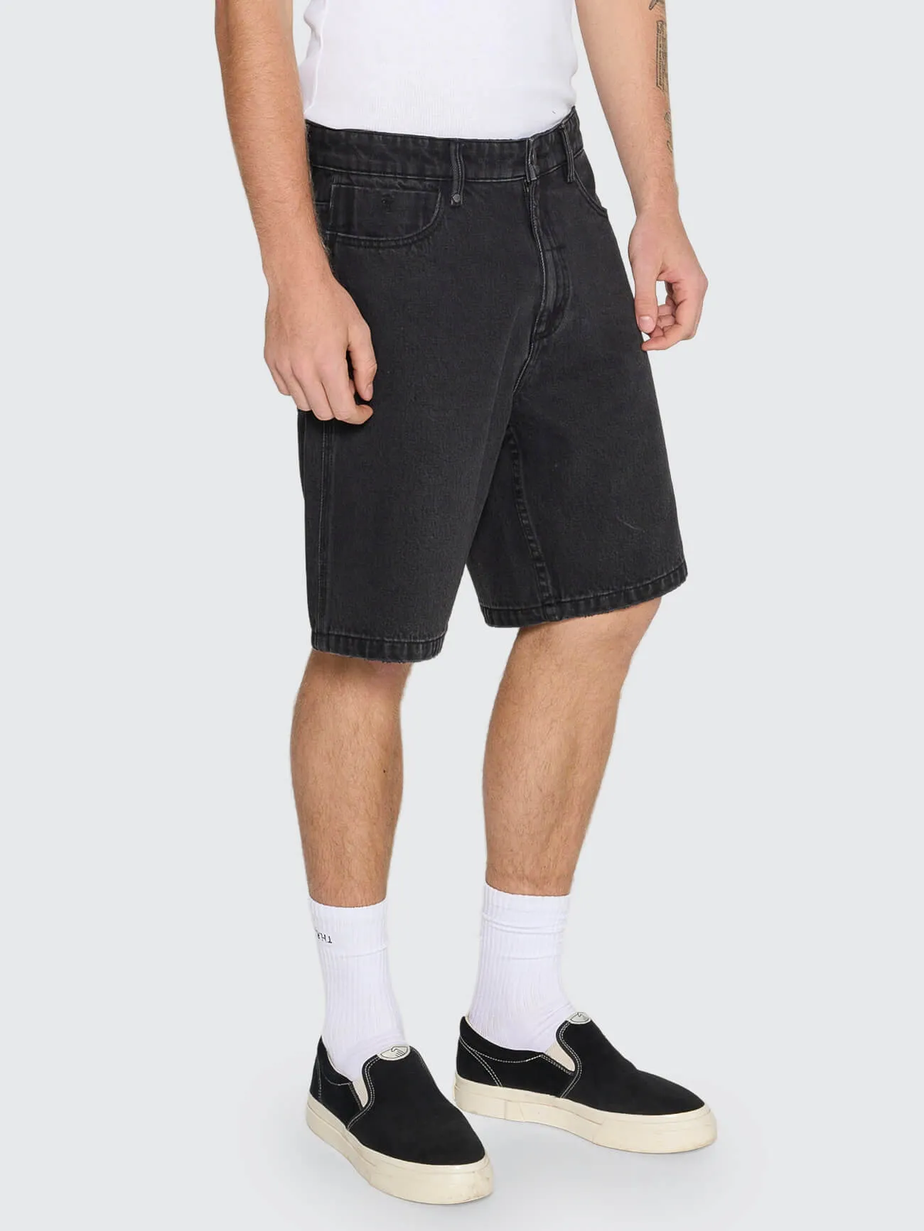 Mid Slacker Relaxed Denim Short - Aged Black sold by Thrills product image thumbnail 5