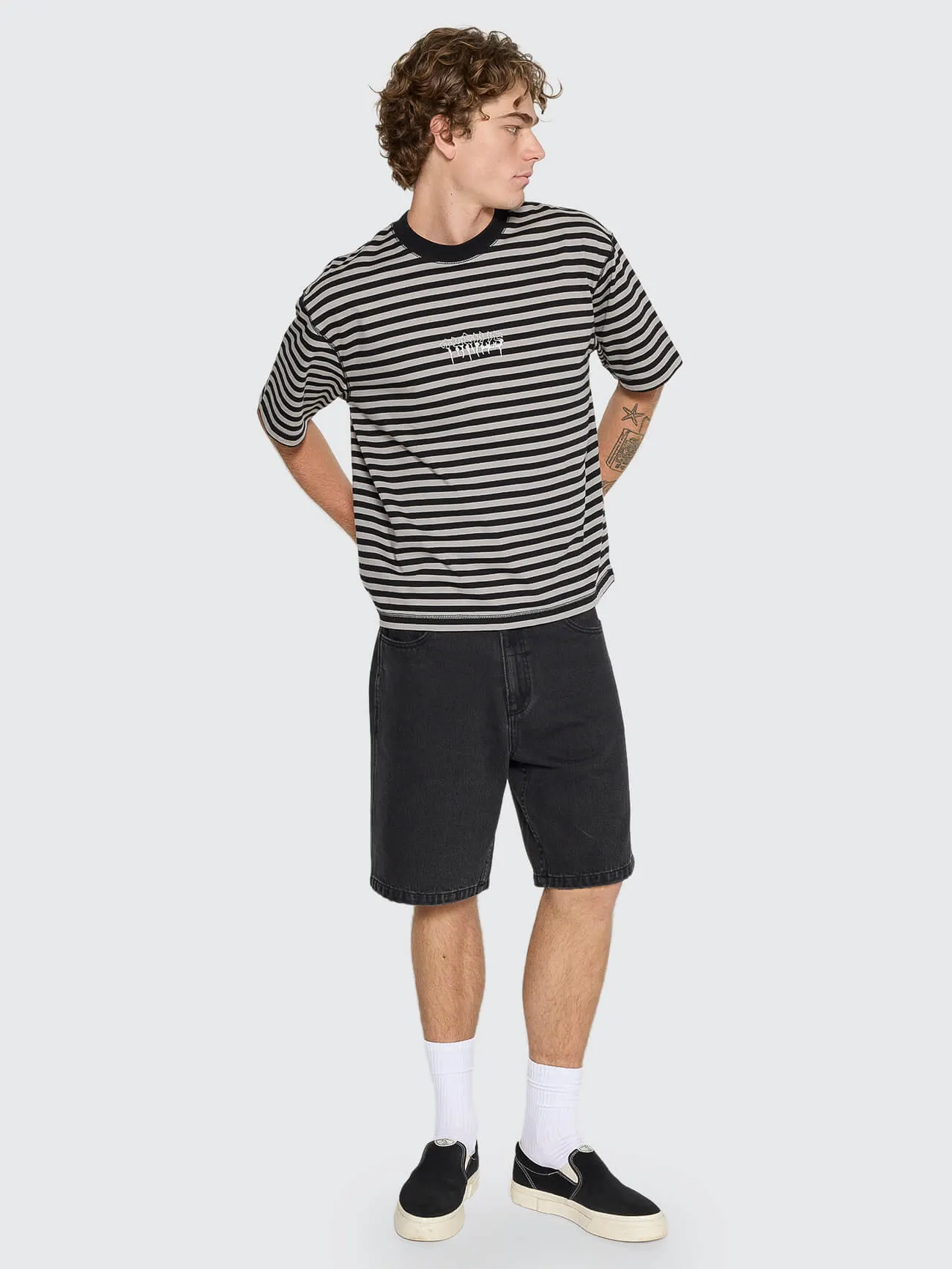 Mid Slacker Relaxed Denim Short - Aged Black sold by Thrills product image thumbnail 2