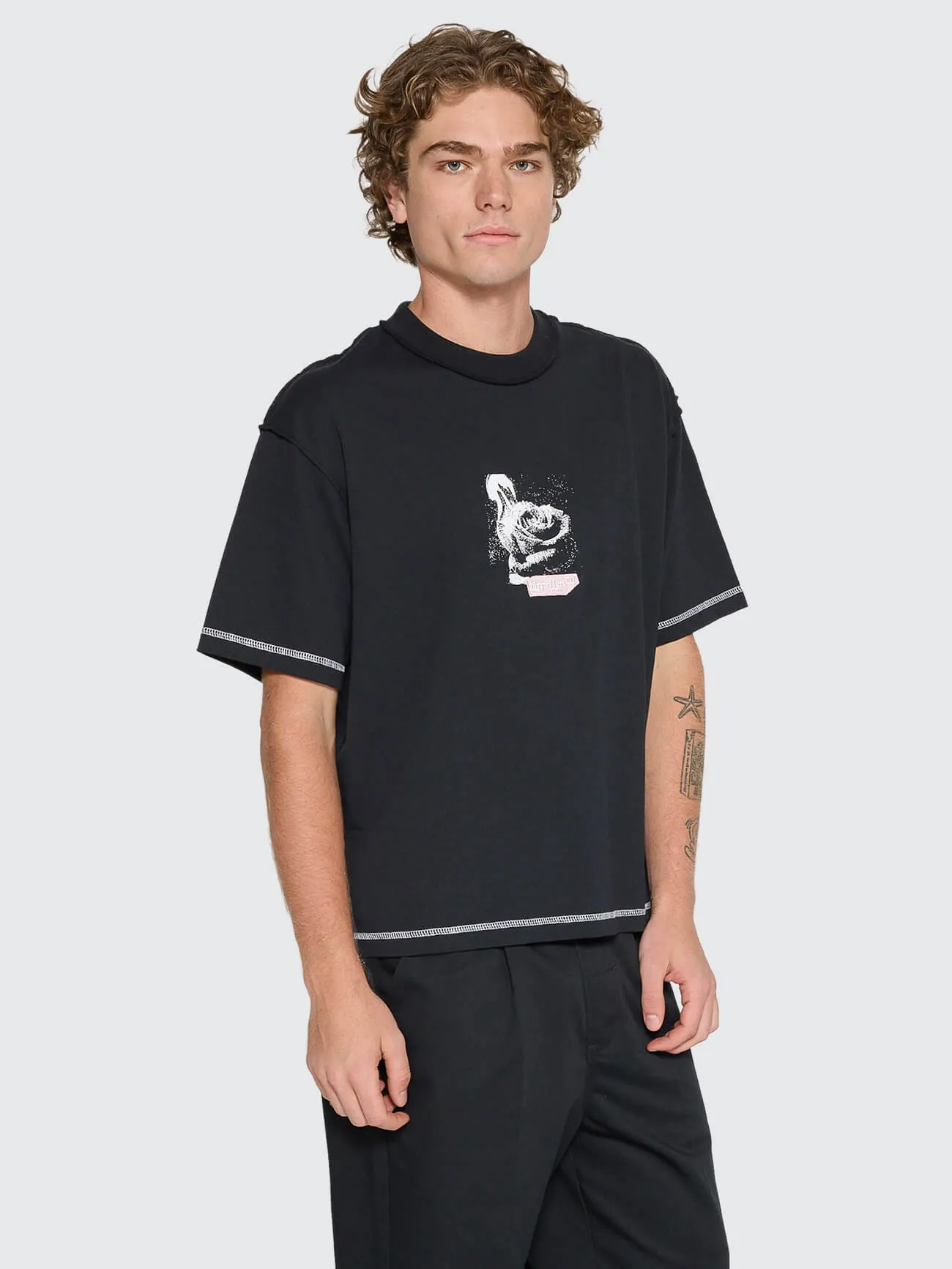 Rose Brigade Box Oversize Crop Tee - Washed Black sold by Thrills product image thumbnail 5