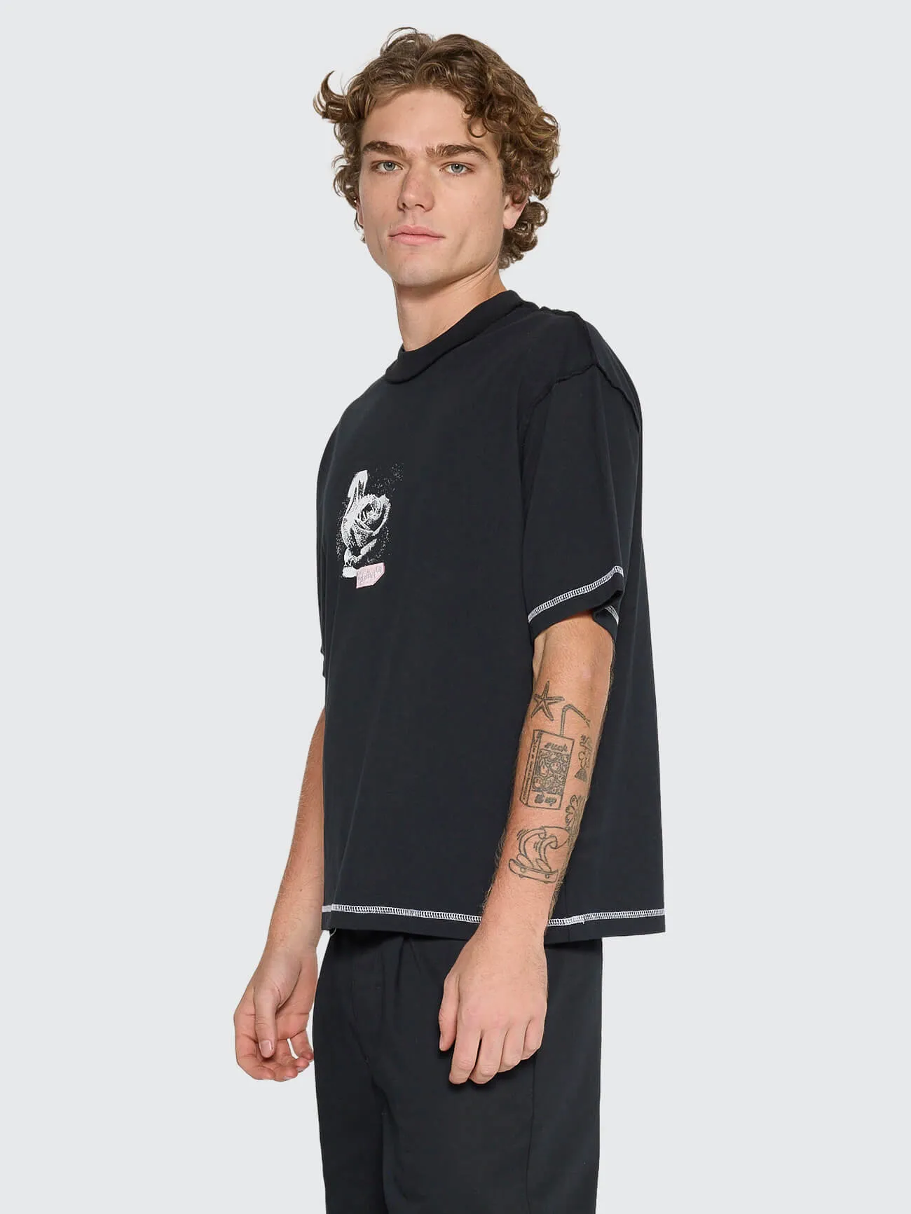 Rose Brigade Box Oversize Crop Tee - Washed Black sold by Thrills product image thumbnail 3