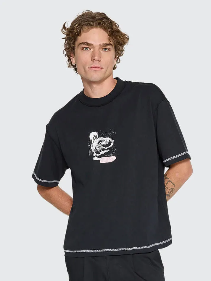 Rose Brigade Box Oversize Crop Tee - Washed Black sold by Thrills