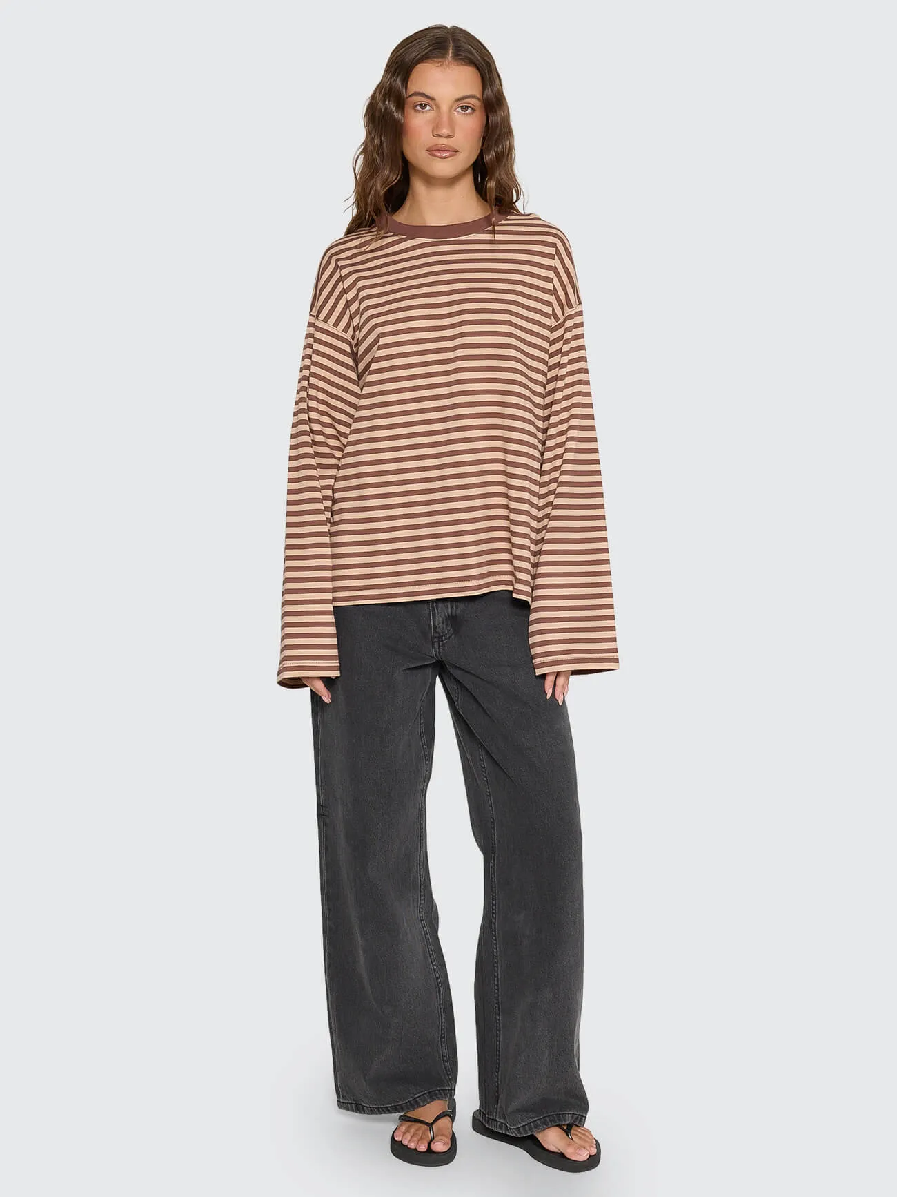 Muse Long Sleeve Oversize Tee - Choc Brown Stripe sold by Thrills product image thumbnail 3