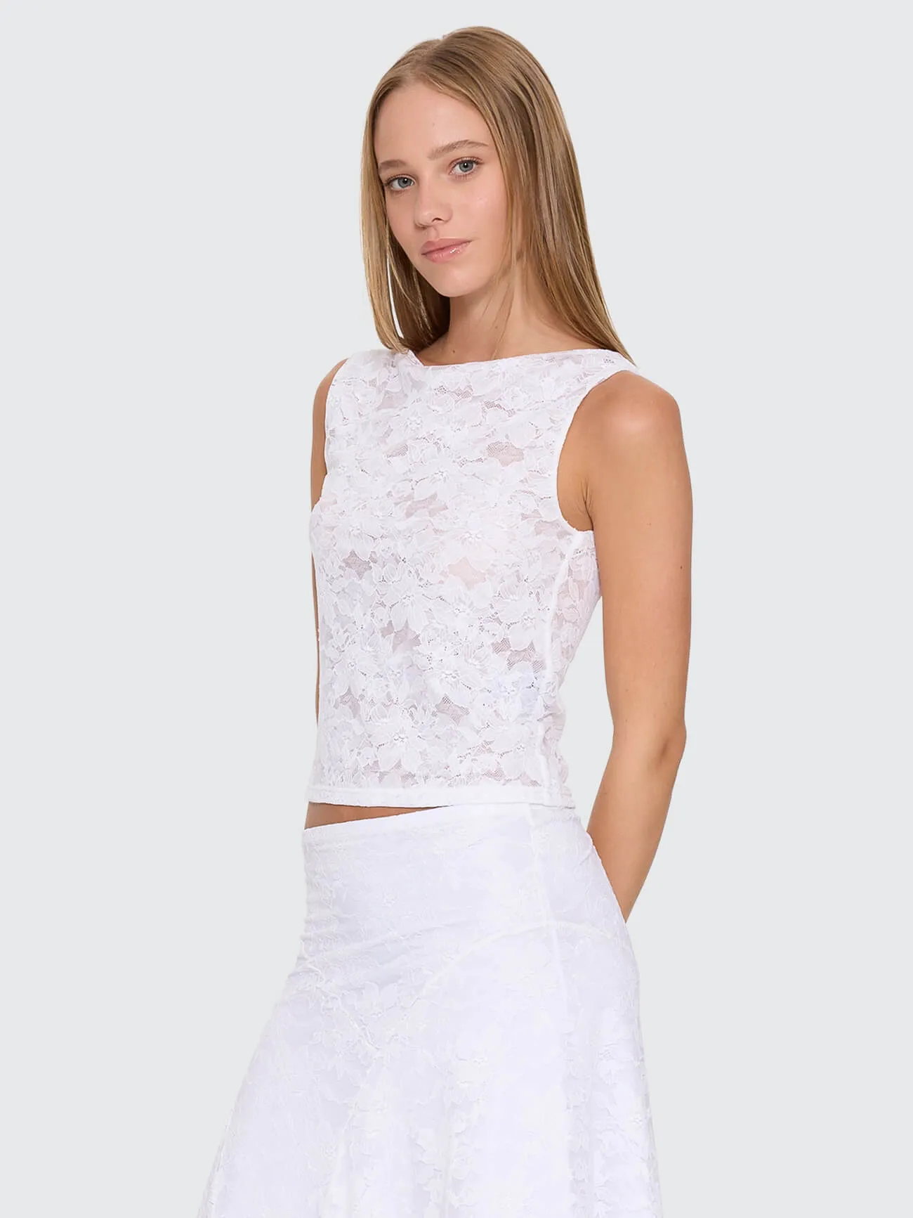 New Romance Lace Tank - White sold by Thrills product image thumbnail 4