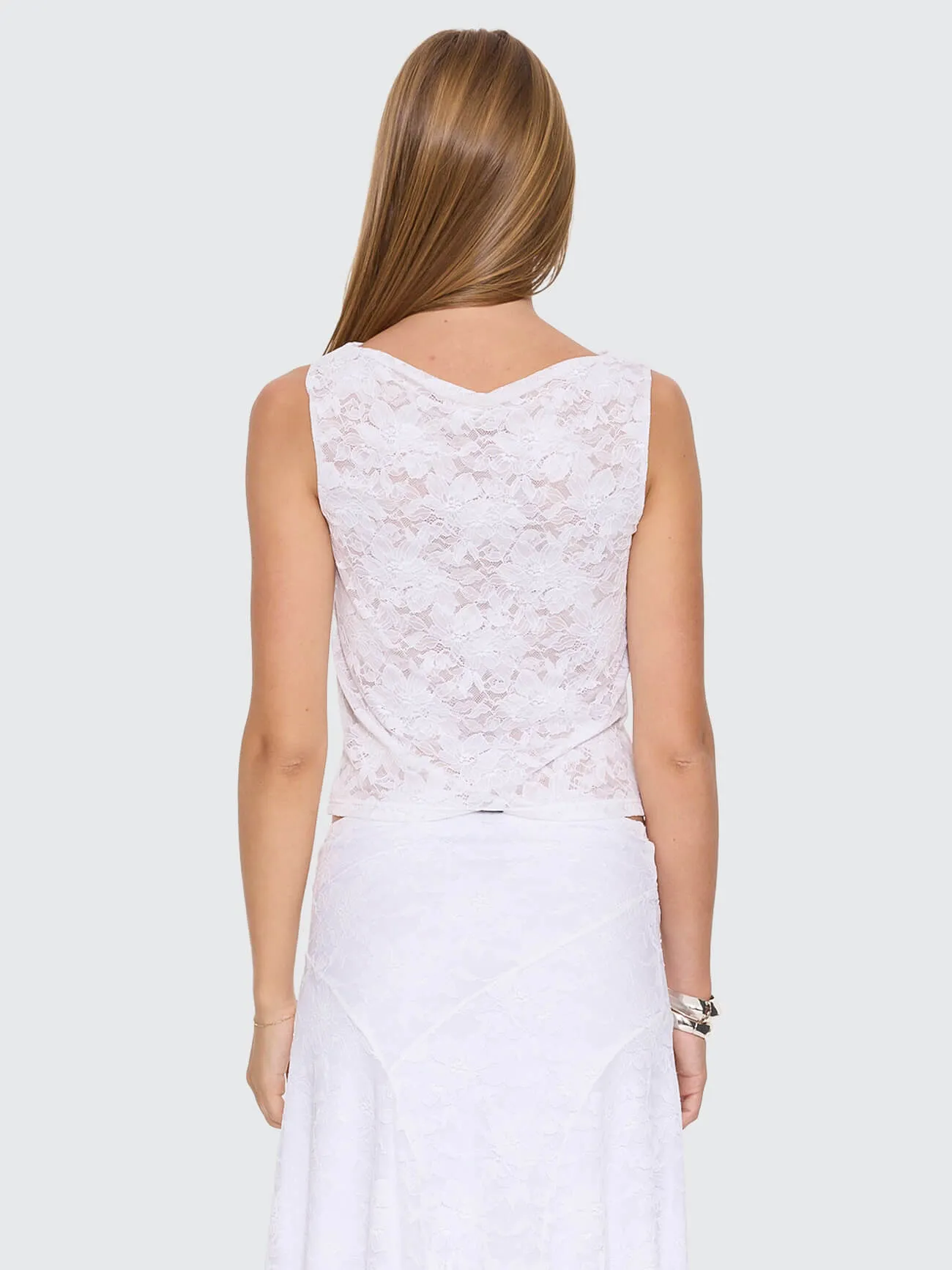 New Romance Lace Tank - White sold by Thrills product image thumbnail 5