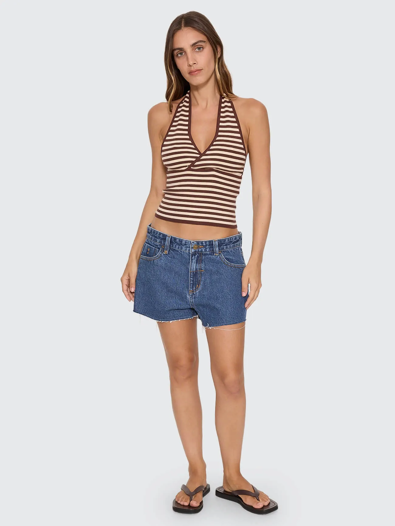 Dayna Knit Halter Top - Butter Cream Stripe sold by Thrills product image thumbnail 5