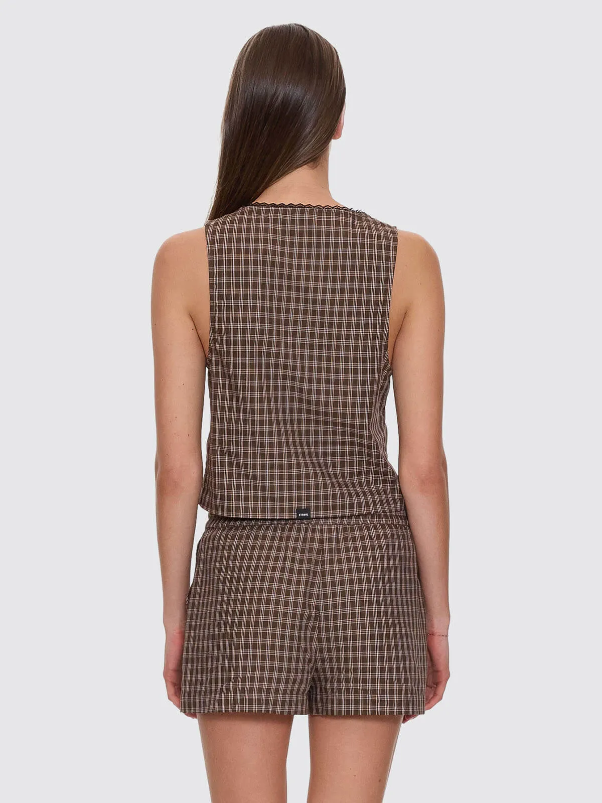State Of Mind Check Top - Postal Brown sold by Thrills product image thumbnail 2