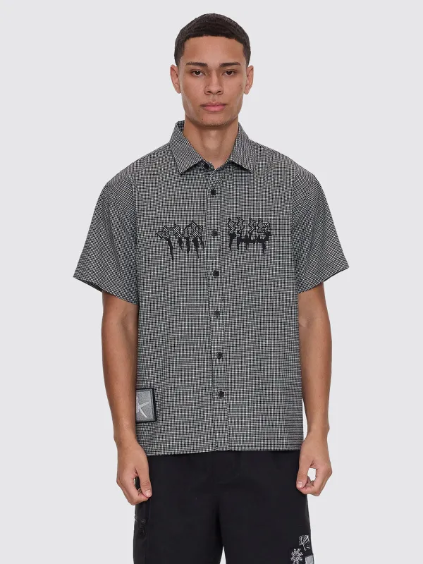Cut & Shattered Cropped Short Sleeve Shirt - Black sold by Thrills