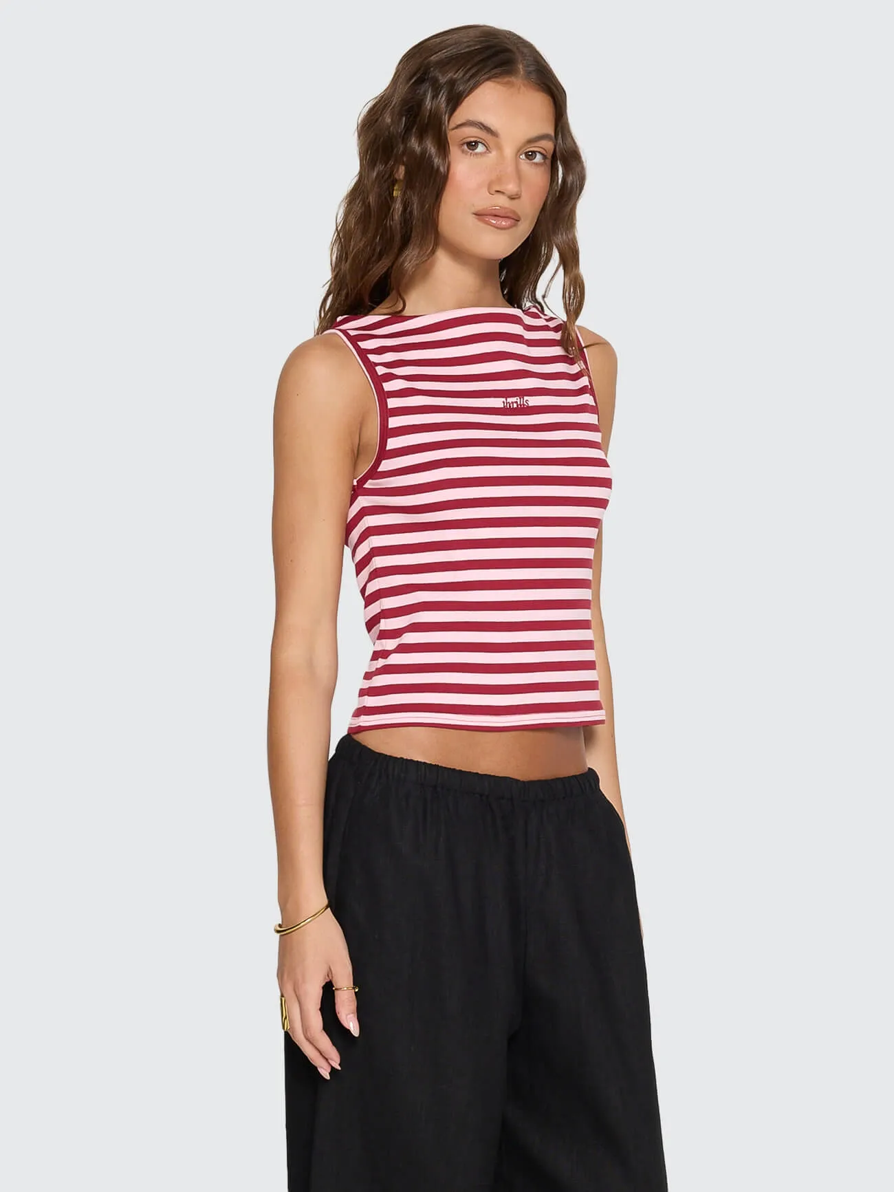 Echoes Stripe Tank - Cherry Red Stripe sold by Thrills product image thumbnail 3