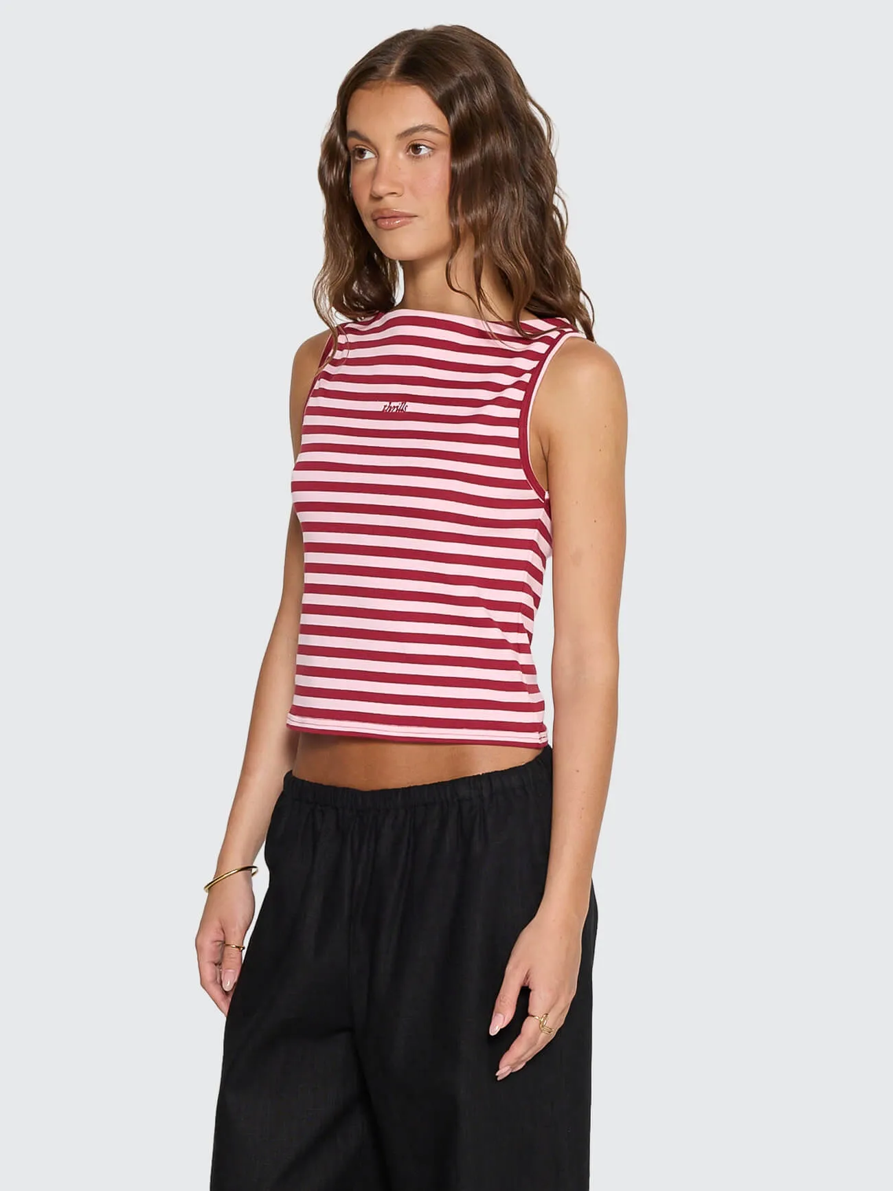 Echoes Stripe Tank - Cherry Red Stripe sold by Thrills product image thumbnail 5