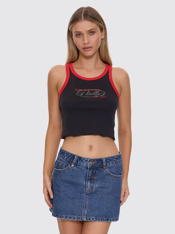 Chaos Reigns Studded Tank - Washed Black sold by Thrills