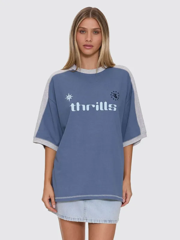 Hot Shot Panelled Oversized Tee - Bluefin sold by Thrills