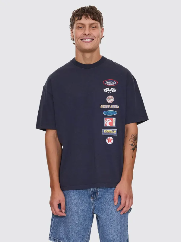 Total Service Stacked Box Fit Oversize Tee - Total Eclipse sold by Thrills